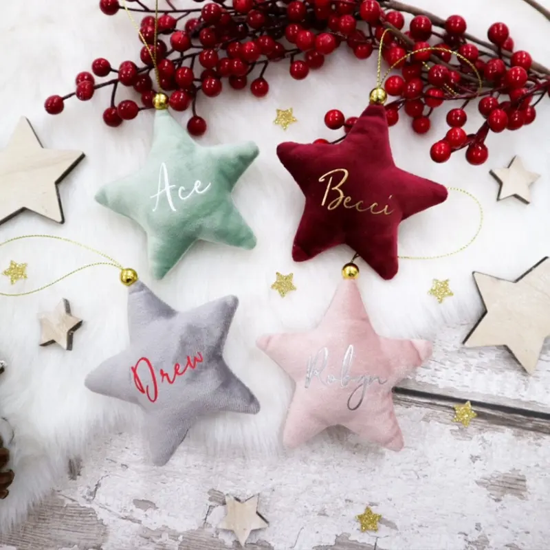 Creative Blank Star Velvet Anhänger Dekorationen 2021 Monogramm Hot Selling Weihnachts schmuck