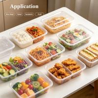 Emballage personnalisé pour le transport de riz, boîte à salade en plastique pour emporter, récipient de préparation de repas, boîte à lunch jetable en PP, plateau à sushi, boîte bento