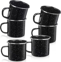Vente chaude Rétro Émaillé En Acier Bord En Métal Feu De Camp Tasses Petit Pas Cher 350ml Splash Émail Tasses pour Camping Café Boire