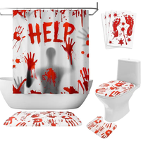 Rideau de douche effrayant pour Halloween, 72''*72'', imperméable, résistant à la moisissure, en tissu polyester, avec 12 crochets