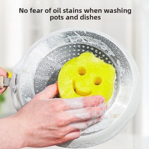 Éponge <span class=keywords><strong>de</strong></span> nettoyage créative <span class=keywords><strong>en</strong></span> <span class=keywords><strong>forme</strong></span> <span class=keywords><strong>de</strong></span> visage souriant, imitation loofah, tampon à récurer, pour vaisselle et cuisine, éponge carrée alvéolée - Product Image 3