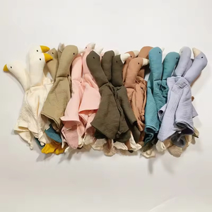 Couverture de sécurité en mousseline 100 % coton biologique pour bébé, douce, brodée, en forme d'animal, jouet d'apaisement, serviette anti-salive, super douce et en peluche, vente en gros - Product Image 5