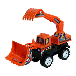 Plastic Kids Friction <b>Powered</b> Construction Truck Toy with Excavator Arm and Bulldozer for 2-4 Year Olds Pretend Play - Product Image 1