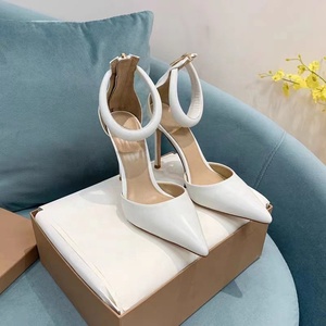 Women's Gold Ankle Strap Sandals Sexy Prom Party Dress <b>Shoes</b> Thin High-Heel Simple Pointed Toe Back Zipper Stiletto - Product Image 3