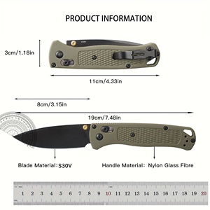Navaja Plegable BUGOUT535 con Hoja S30V, Bloqueo de Seguridad, Mango de Fibra de Vidrio y Nylon Antideslizante, para Uso Diario, Camping, Bricolaje, Compatible con OEM - Product Image 6