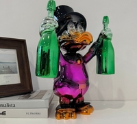 Statue en Résine 3D Personnalisée Moderne, Design Pop Art, Modèle Donald Duck, Couleur Or, Bouddhisme, Deux Bouteilles, Peinture Motif Animal