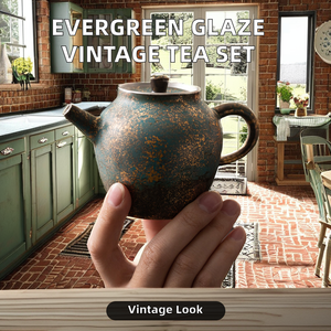 Evergreen rétro Vintage petite théière Kung Fu service à thé unique en céramique bouilloire glaçure or argent main aiguière théière Design Style - Product Image 2