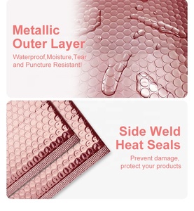 Factory Direct 200*280+40mm Rose <strong>Gold</strong> Metallic Foil <strong>Poly</strong> Packaging Bag Padded Envelopes Bubble <strong>Mailers</strong> - Product Image 6