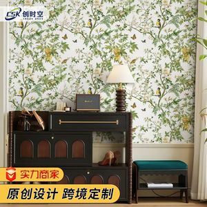 Creation Of Time And Space Chinese Style Plant Bird Wallpaper Self Adhesive Waterproof For Cabinet Renovation - Product Image 1