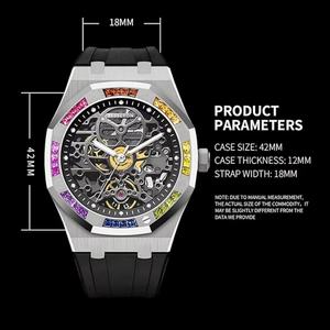 Reloj Mecánico Impermeable de Acero Inoxidable de Marca Privada Besseron, Reloj de Pulsera de Lujo con Bisel de Cristal y Forma Irregular - Product Image 3