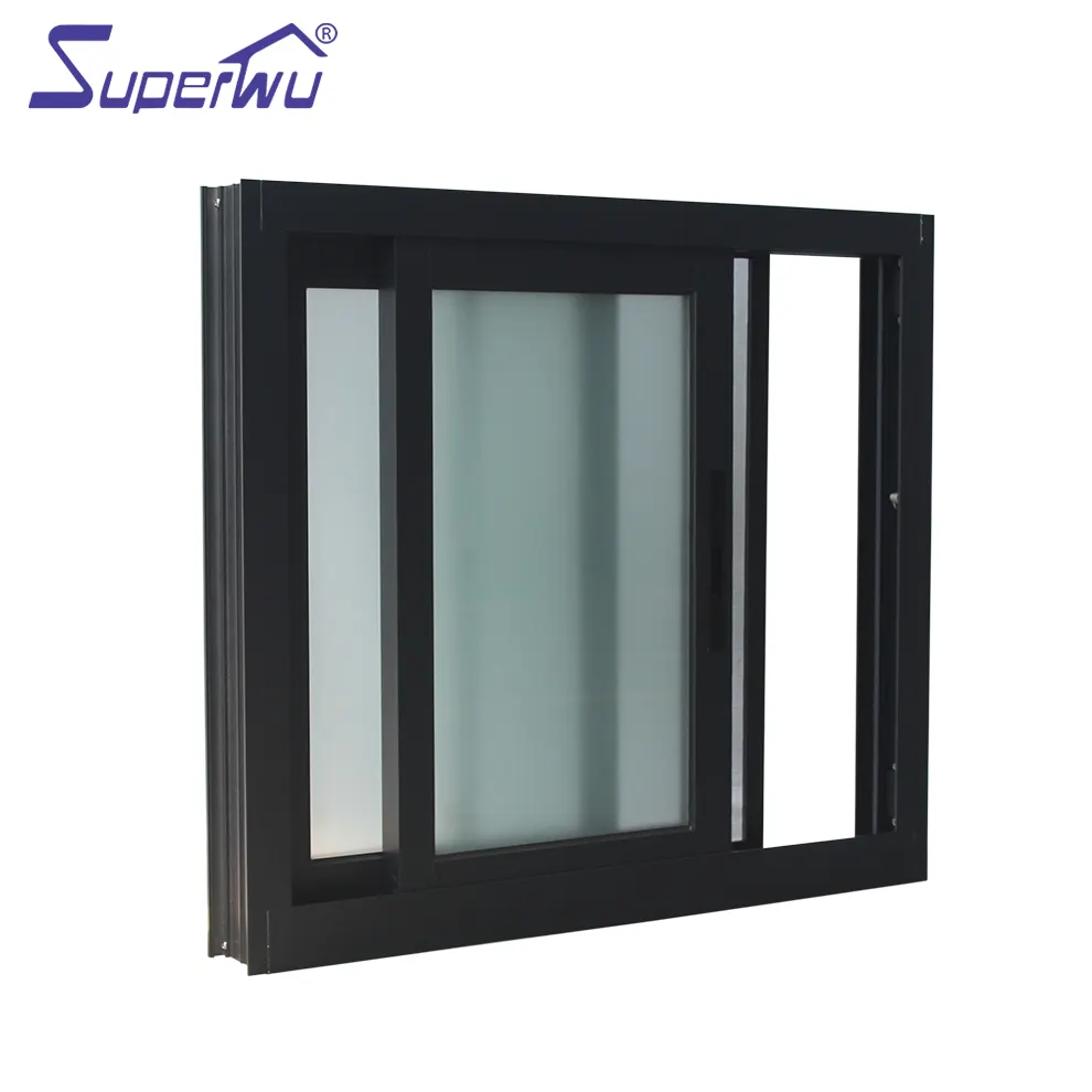 Noa nfrc as2047 janelas deslizantes de substituição de alumínio anodiado preto para estrutura de metal design de janela deslizante
