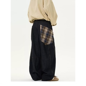 Pantalones Vaqueros Anchos Personalizados al por Mayor, Estilo Patchwork, Color Caqui, Estilo Urbano Hip Hop, Pantalones de Algodón para Hombre, Vaqueros para Hombre - Product Image 2