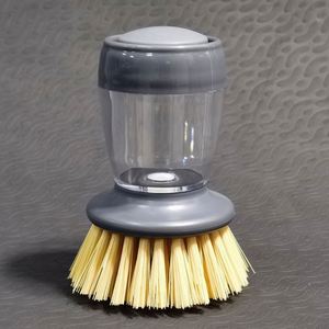 Automatic Liquid Dispenser Eco-Friendly Plastic Cleaner Steel <b>Handle</b> Nylon Brush Scourer Removable Palm Kitchen Dishwashing Soap - Product Image 6