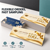 Carte-cadeau personnalisée en feuille d'or 100 CNY, coupon de réduction de luxe au design beige avec logo personnalisé gratuit et conditions d'utilisation