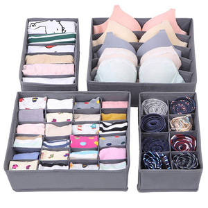 Lot de 4 organisateurs de rangement de <span class=keywords><strong>sous</strong></span>-vêtements, soutien-gorge pliable, tissu doux, séparateur de <span class=keywords><strong>tiroir</strong></span> de commode, organisateur de <span class=keywords><strong>sous</strong></span>-vêtements - Product Image 1
