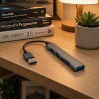 Station d'accueil USB Type-C avec 3 ports USB, lecteur de cartes SD/TF, concentrateur haute vitesse, adaptateur OTG pour ordinateur portable