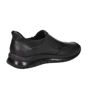Imac Chaussures décontractées en cuir noir à enfiler pour hommes, chaussures de marche confortables à semelle épaisse - Product Image 5