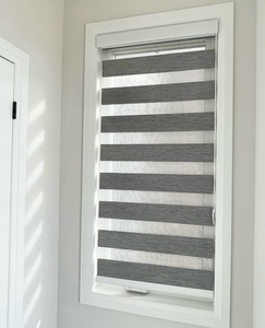 HomeKit Motorized Day and Night Curtain Double Layer Zebra <strong>Blinds</strong> <strong>Grey</strong> Luxury Fabric Shade <strong>Roller</strong> Zebra <strong>Blind</strong> - Product Image 1