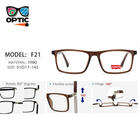 Monture de lunettes carrée TR90 avec branches en acétate à broche insérée, lunettes optiques pliables à 360° pour hommes et femmes