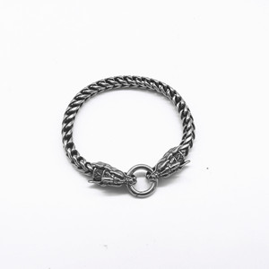 Yunnique Pulsera de cadena de acero de titanio con cabeza de dragón, regalo unisex para parejas, joyería, diseño geométrico - Product Image 1