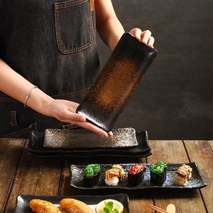 Bán buôn 2025 sáng tạo Nhật Bản Sushi nhà hàng khách sạn lớn hình chữ nhật tấm gốm Retro 100 cái đặt hàng tối thiểu cho món tráng miệng - Product Image 5