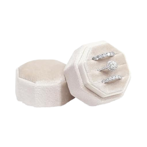 Yishang กล่องใส่เครื่องประดับไมโครไฟเบอร์และพีซีทำโลโก้ตามสั่งกล่องใส่แหวนรูปแปดเหลี่ยมการหมั้นการแต่งงานเจ้าสาว - Product Image 4