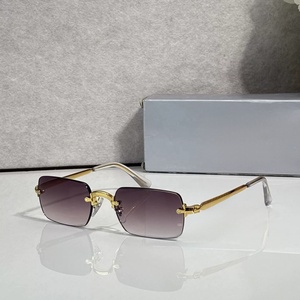 Premium Vintage Frameless Square Sunglasses Gradient Lens Men Luxury Fashion Shades Outdoor Driving UV Protection <b>Eyewear</b> - Product Image 1