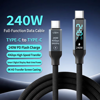 Kabel USB4 240W PD Tipe-C 1m Konduktor Tembaga Murni Selubung Nilon 40Gbps 8K 60Hz 5A Pengisian Cepat IOS Kamera Printer Scanner