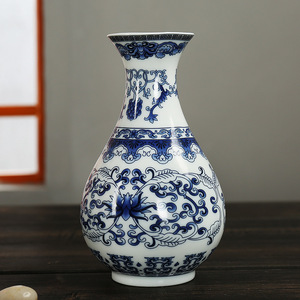 Jarrón de Piso Moderno de Porcelana Azul y Blanca con Diseño Floral Popular, Decoración del Hogar Ecológica, Cerámica Abstracta - Product Image 5