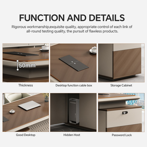 CEO Wood Table Modular Office Furniture Executive <strong>Desk</strong> New Design Modern Table Top <strong>Walnut</strong> Wood Grey Office <strong>Desk</strong> and Chair Set - Product Image 4