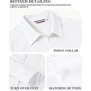เสื้อเชิ้ตผู้หญิงสั่งตัด แขนยาว สีขาวล้วน ผ้าป๊อปลิน รีดง่าย ทรงปกติ เหมาะสำหรับทำงาน - Product Image 5