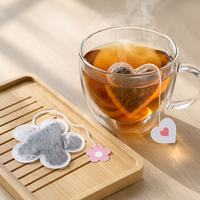 Sachets de thé personnalisés en forme de cœur, étoile, fleur, en PLA non tissé, vente en gros, usine, boîte distributeur de thé, marque privée, OEM