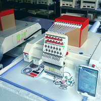 Machine à broder portable industrielle à tête unique pour casquettes et T-shirts, machine à broder informatisée pour lettres et logos avec kit de cerceaux pour casquettes