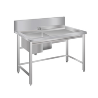Table de nettoyage de poisson en acier inoxydable pour cuisine commerciale et restaurant, avec évier et égouttoir, plateforme de préparation du poisson