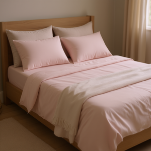 Viasoft <b>King</b> <b>Size</b> <b>Bed</b> <b>Sheet</b> <b>Set</b> Sweet Pink Cotton Washed Flat <b>Sheet</b> With 2 Pillowcases Hypoallergenic Machine Washable All-Seaso - Product Image 2