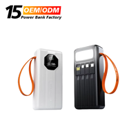 Banque d'alimentation portable 50000mAh du fabricant OEM/ODM avec câble intégré de charge rapide bidirectionnelle de haute capacité 22.5W Type-C