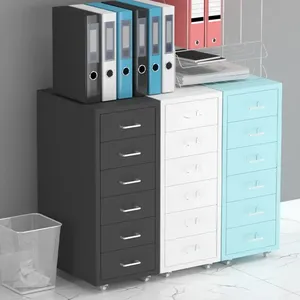 モダンなメタル製多層フラットファイルキャビネット、ロック可能なホイールとシンプルなデザインで、ホームオフィスに最適 - Product Image 1