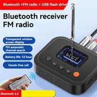 Récepteur audio BT 6.0 2 en 1, radio FM, adaptateur AUX/USB/clé USB 3,5 mm avec écran LCD pour haut-parleur, téléviseur, PC