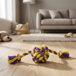 Jouet interactif pour chien, petit, durable, certifié ROHS, avec cordes en coton, poignée torsadée, balle, écologique, avec accroches et sac en polyéthylène - Product Image 3