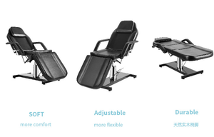Muebles de Salón Comerciales, Camilla de Belleza Hidráulica Negra para Tatuajes, Silla <span class=keywords><strong>Facial</strong></span> de 3 Secciones, Mesa de Masaje Giratoria de 360 Grados, Venta al por Mayor - Product Image 3