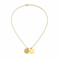 Vente en gros de bijoux : Collier pendentif double pièce irrégulière plaqué or 18 carats en acier inoxydable