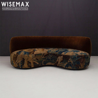 WISEMAX FURNITURE Canapé nordique élégant mobilier de salon trois places canapés longs canapé de salon en tissu incurvé pour hôtel maison