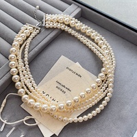 Collier de perles de luxe de marque S avec placage or véritable, perles multicouches tendance, chaîne de clavicule, sensation haut de gamme, style célébrité
