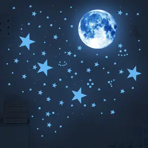 Glow in Dark Stars Ceiling Stickers Bright Star Moons Room Decor Glowing Stickers Fluorescent Luminous Wall Stickers