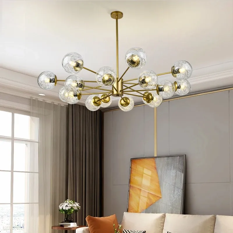 Nordic Hedendaagse Stijl Gebarsten Globe Glazen Bal Hanglamp Vertigo Kroonluchter Opknoping Hanglamp Lamp