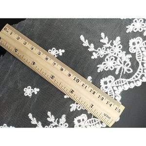 Usine personnalisée 14.5cm largeur brodé dentelle garniture durable blanc broderie tissu bas prix personnalisé tissu - Product Image 3