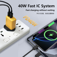 Cargador Rápido GaN de 40W con Doble Puerto USB-C PD y Enchufe UK Ignífugo para Teléfonos, Laptops y Cámaras