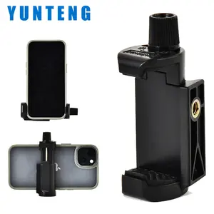 Yunteng 5208 Mobiele Telefoon Houder Voor Selfie Stok Statief Mount Adapter Clip Klem Uitschuifbare 5.2-10.5Cm Voor Smartphone