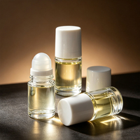 Vente en gros de flacons de parfum en verre transparent de 30 ml à fond épais, cylindres fins à paroi épaisse, flacons à bille pour huiles essentielles