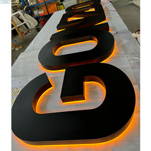 Letreros electrónicos acrílicos con logotipo <span class=keywords><strong>3D</strong></span> grande para centro comercial, tienda, hogar, Bar, empresa, decoraciones, naranja, 2500K, luz blanca cálida - Product Image 1